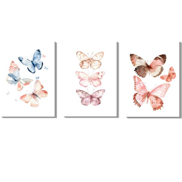 Canvas-Art- Piece Cute Nursery Butterflies Decorative Wall Art