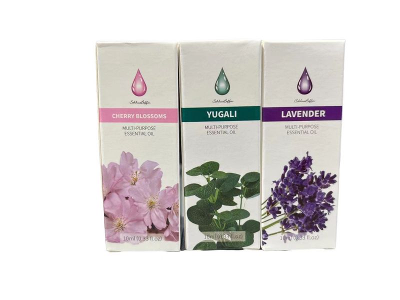 Multi-Purpose Essential Oil -Cherry Blossoms, Lavender &amp; Yugali - Pack Of 3