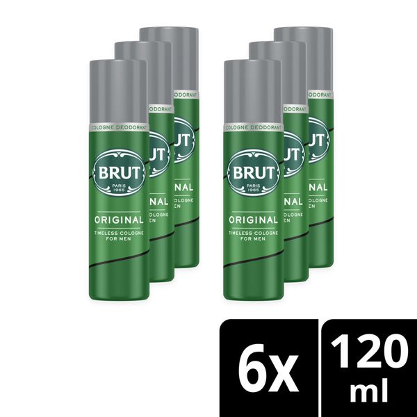 BRUT Original Cologne for Men Deodorant Body Spray 6x120ml