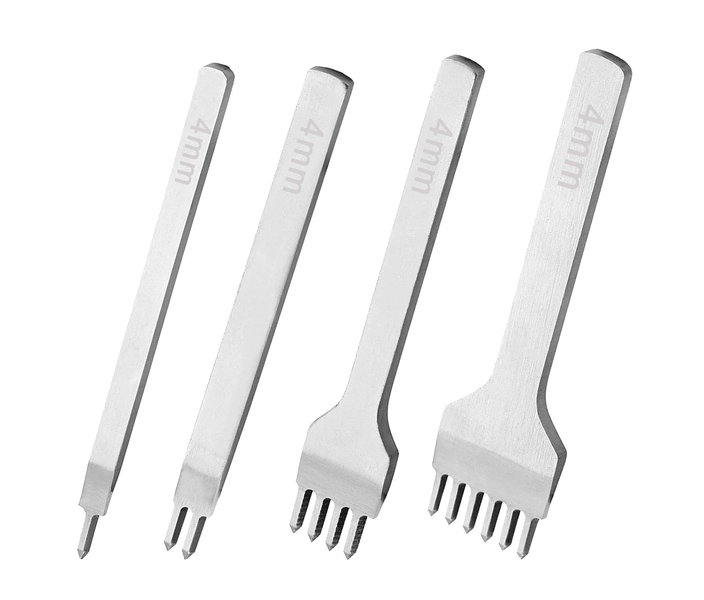 Leather Prong Punch Tool Set 4Pcs 4mm 1/2/4/6 Prong Lacing Stitching Chisel