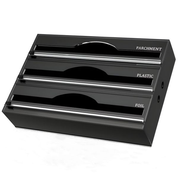 3-in-1 Wrap Dispenser with Cutter Wrap Dispenser/Organizer for Plastic Wrap