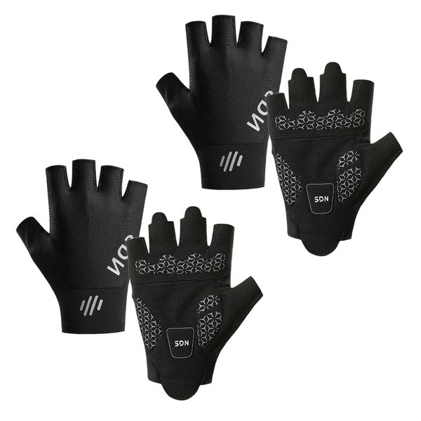 2 Pack Cycling Gloves Half-Finger for Men Women Shock Absorption Anti-Slip