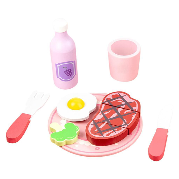 Kids Pretend Play Wooden Breakfast Food Toy Set