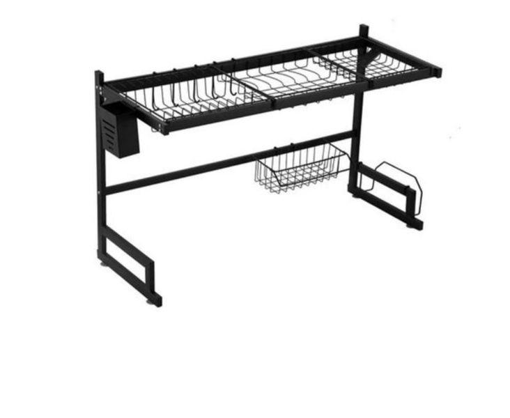 Kitchen Utensil Holder - Rack Over Sink-Multifunctional Rack - Black