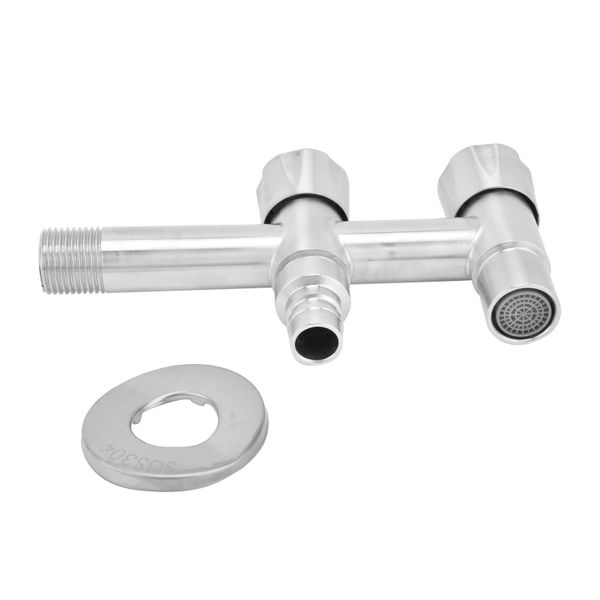 G1/2 Stainless Steel Faucet 1 Inlet 2 Outlet Washing Machine Tap