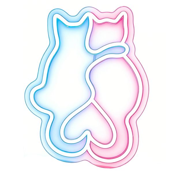 2Cat Neon Signs, Cat LED Neon Sign for Wall Decor, Cute Cat Neon Lights