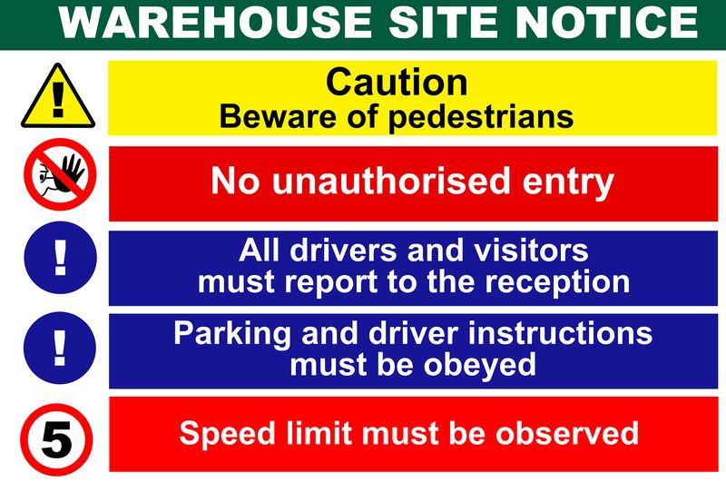Warehouse Site Safety Caution Beware Of Pedestrians 80x120cm Sign.