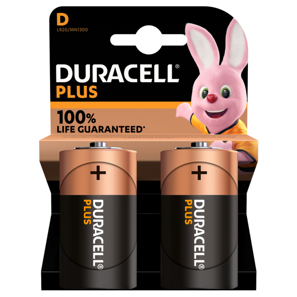 Duracell Plus D Alkaline Batteries - 2 Pack (Parallel Import)