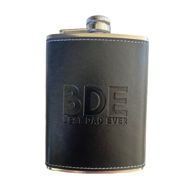 Hip Flask For Dad - Stainless Steel &amp; PU Leather 220ML (Set Of 2)