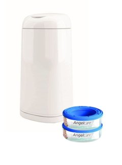 Angelcare Dress Up Nappy Bin Refill Combo (2x Refills) - White