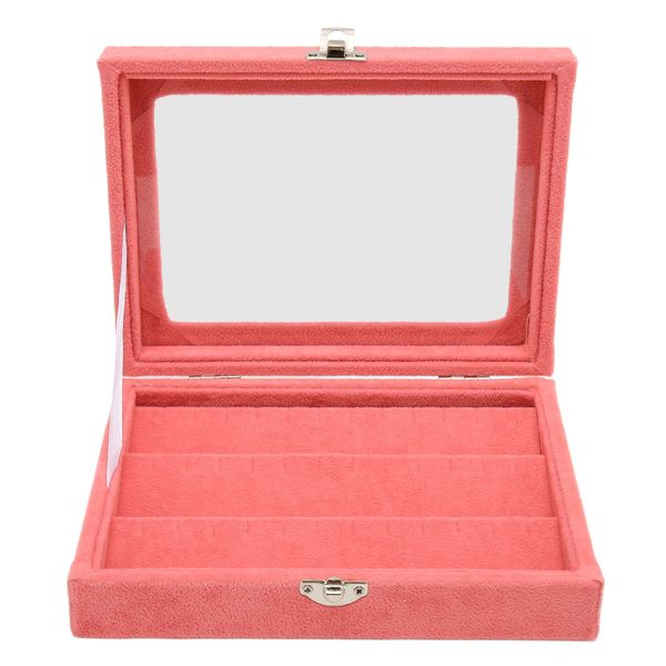 Pink Dustproof Glass Jewelry Display Case with Lock for Brooches