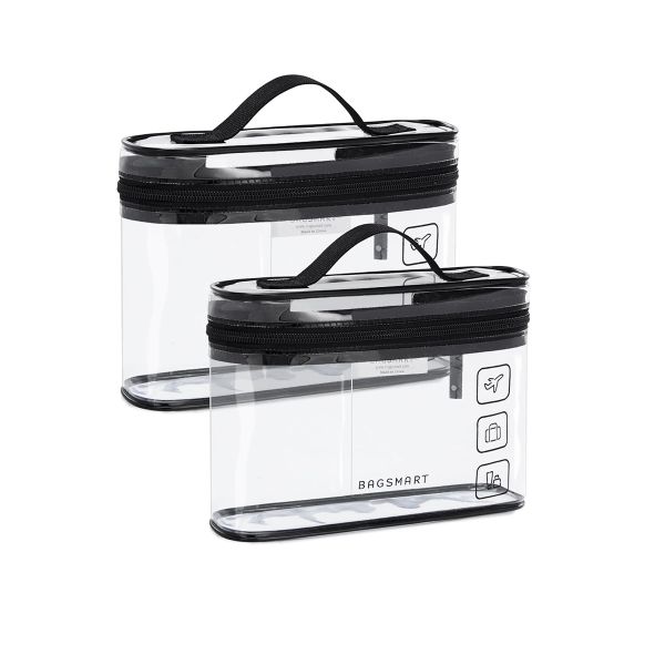 2Piece Clear Toiletry Bags Makeup Cosmetic Organizer Bag For Travel Makeup