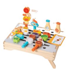 Wooden BBQ Grill Toy Set for Kids Fine Motor Skills