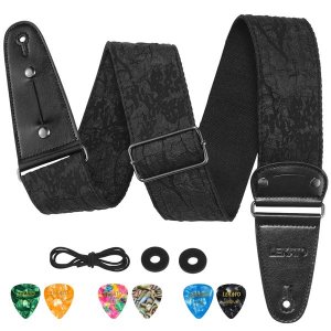 LEKATO Floral Pattern Guitar Belt Strap 2.5" Wide Bass Guitar Strap