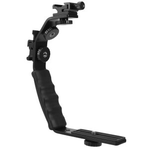 Camera L Bracket Dual Flash Cold Shoe Mount 1/4 Inch Tripod Screw