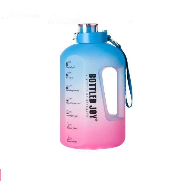 BPA Free Water Bottle With Time Marker - 2.5L Blue and Pink