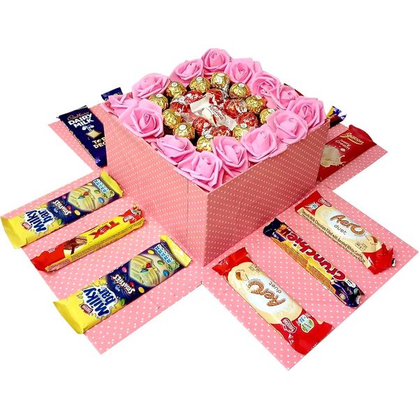 Pink Petals | Everlasting Flower &amp; Chocolate Explosion Box | Gift Hamper