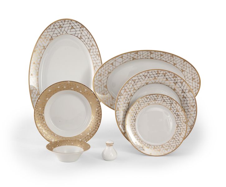 Zarin Home Porcelain – Geometrical Platinum – Shahrzad series - 35 Piece