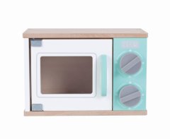 Wooden Toy Kitchen Microwave Oven with Realistic Sounds for Kids
