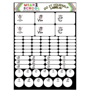 Zebra Waterproof school labels with Wrap Arounds for Pencils
