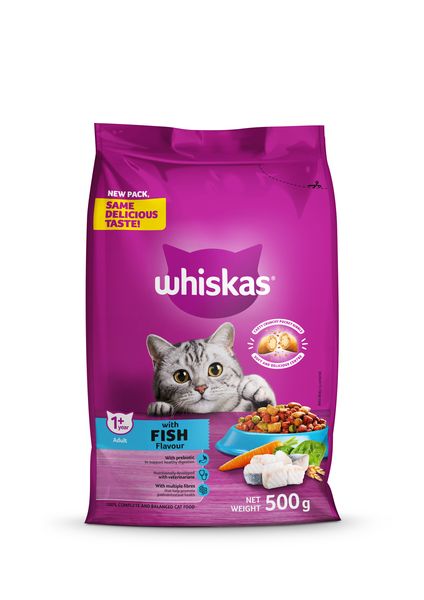Whiskas Dry Adult Cat Food with Fish Flavour 500g