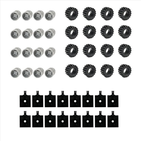 48PCS Mini Wheel Axles Pack Block Car Accessories Tyre Hub Classic Buildin