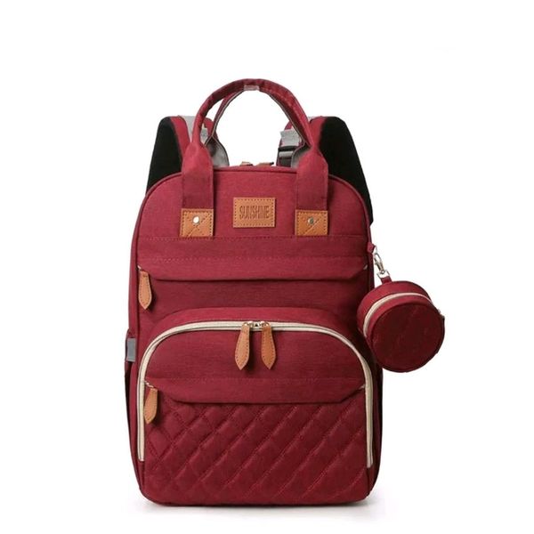 Multi-Functional Baby Diaper Bag &amp; Bed - Burgundy