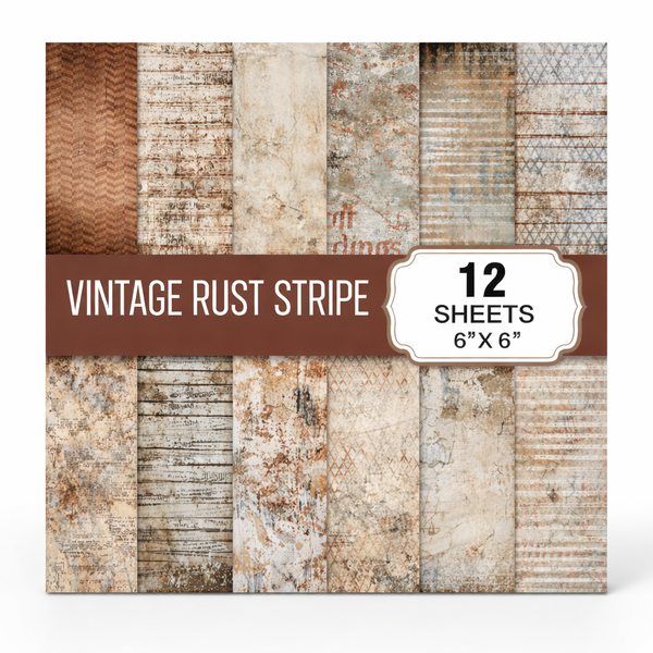 Vintage Rust Strip Scrapbook Paper - Brown