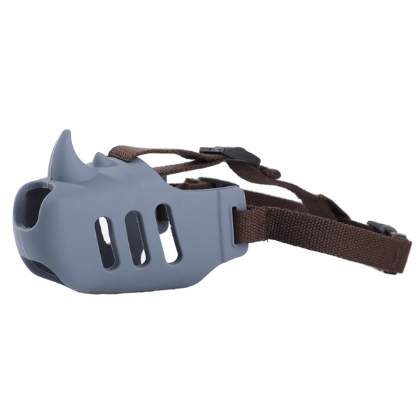 Rhino Shaped Silicone Dog Muzzle Anti Bite Bark Chew L Size