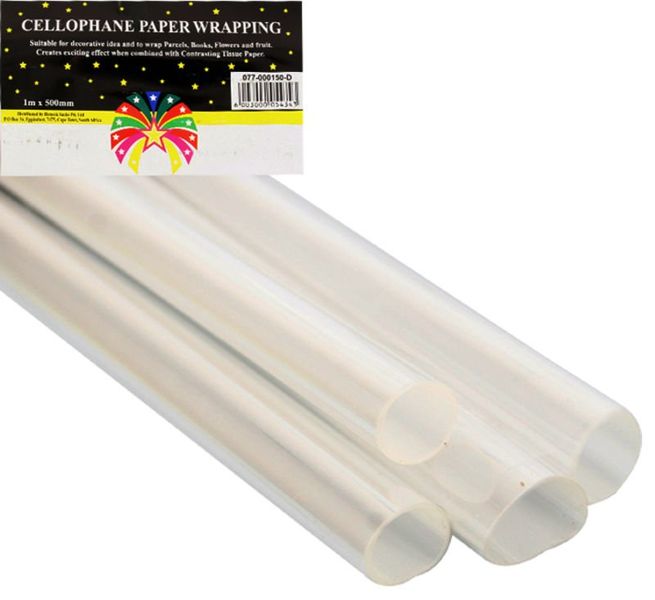 Bulk Pack x 12 Gift-Wrap Cellophane Clear 500mmx1m