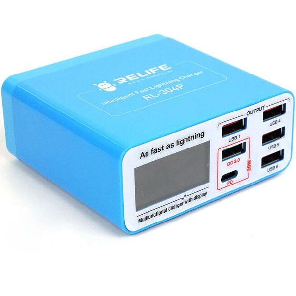 RELIFE Smart 6-port digital display lightning charger for IP/HW/VI/OP/SAM