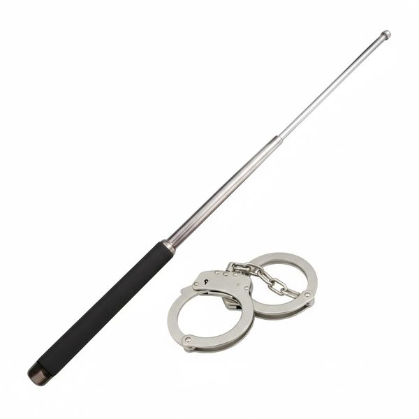 Steel Extendable Baton and Handcuffs Set