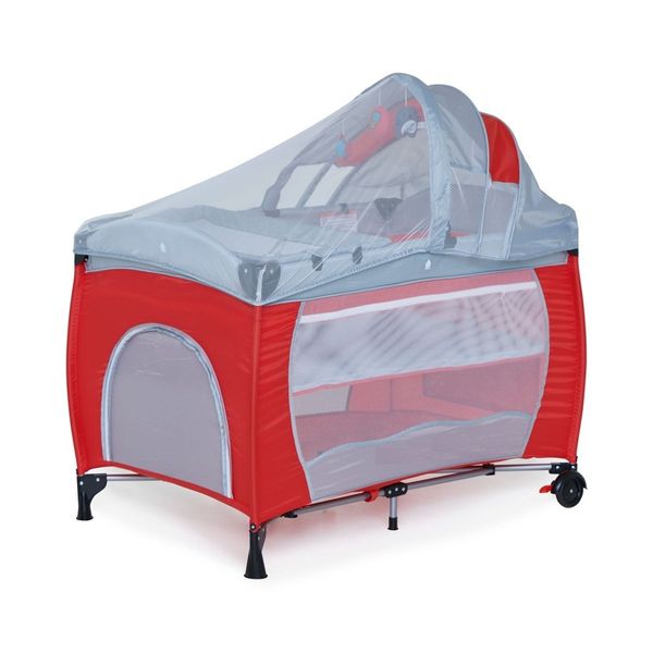 Baby Cot Crib with Diaper Changer, Mosquito Net, Toys, -Red