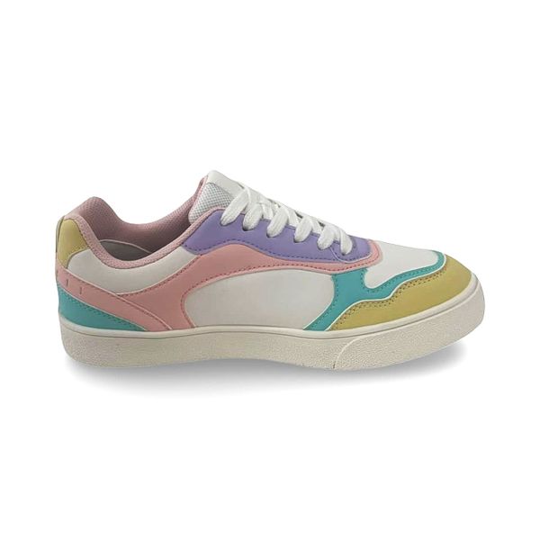 Women's Pastel Sneakers - Multi-Colour Lace-Up Casual Fashion Shoes
