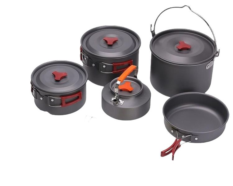 Compact Camping Cookware Collapsible Mess Kit Set of 5