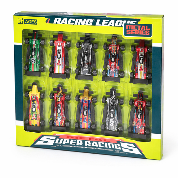 10 Piece - Mini Formula Racing Cars Play Set - Green