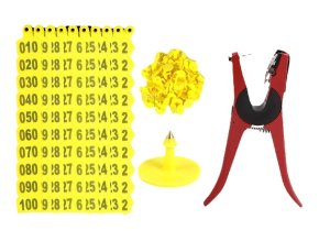 Pleysier Tag Applicator and Cow Ear Tags Numbered 1 to 100