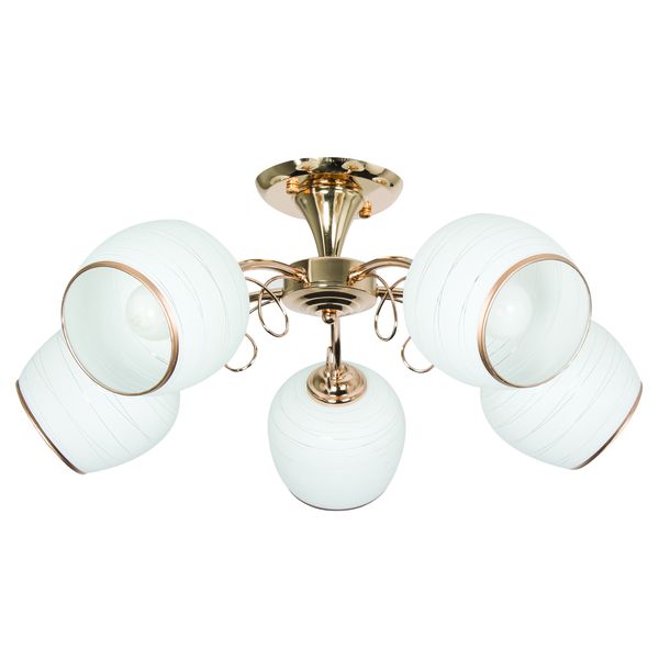 5 Light Modern Gold and White Glass Globe Chandelier - CH491