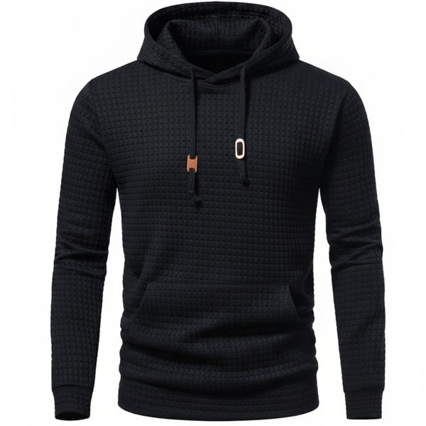 Men's Hoodie - Waffle Texture -Quilted Pullover