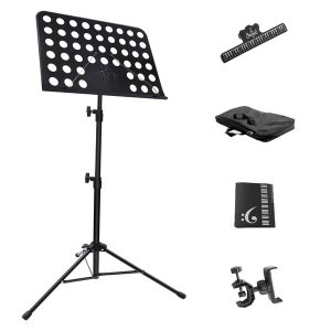 Music Stand for Sheet Book Stand Metal Height Adjustable Foldable with Clip