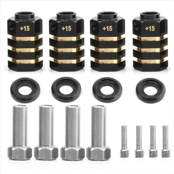 4 Pcs 12Mm Wheel Hex Hubs Adapter for Traxxas Trx4 1/10 Rc Car 15Mm