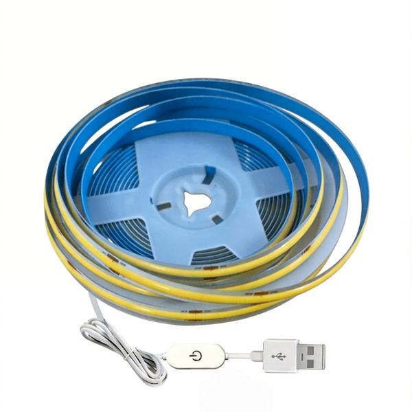 4m USB LED Strip Light 5V 320LEDs/M COB Touch Sensor Dimmable