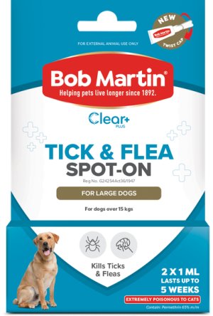 BOB MARTIN Clear+ Spot-On For Large Dogs 2x1ml