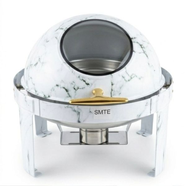 SMTE HH Luxury Round Roll-Top Chafing Dish with Viewing Window