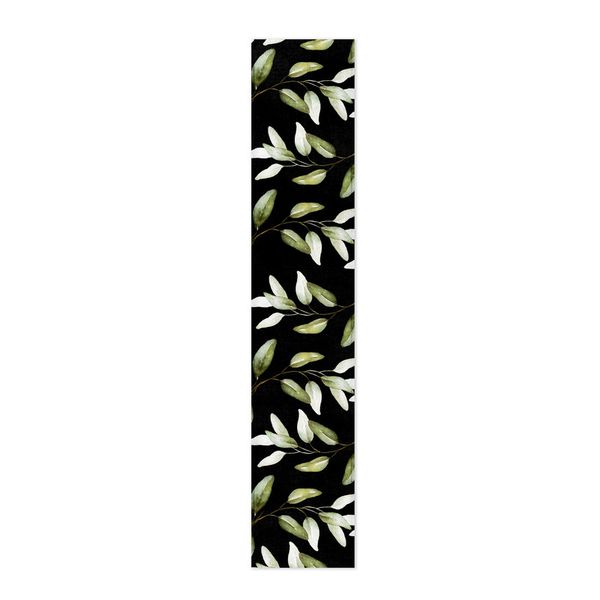 Light Green Leaves on Black Table Runner by Mark van Vuuren
