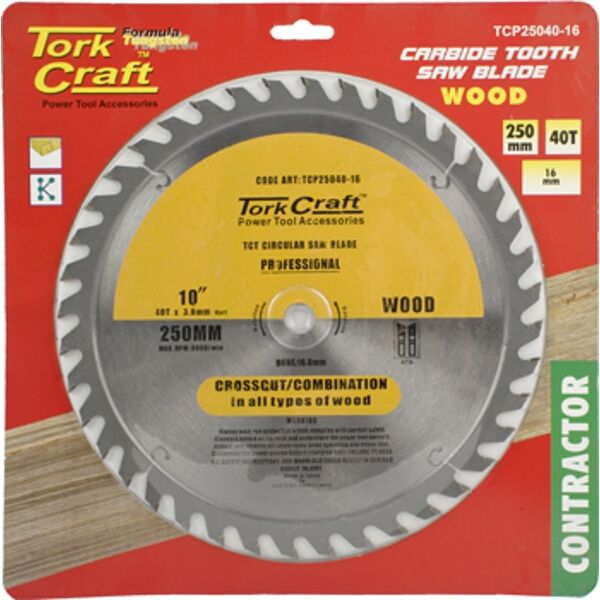 Tork Craft Blade Contractor 250 X 40T 16mm Circular Saw TCT