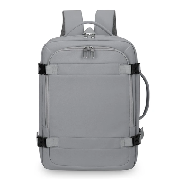 Multi-Compartment Travel Backpack with USB Charging Port - Black
