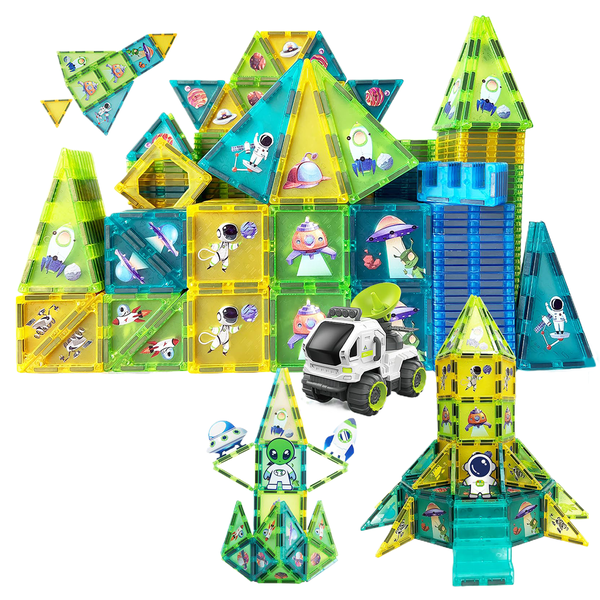 Space Theme Magnetic Building Block Set,Magnet STEM Tiles Stacking Toy,Gift