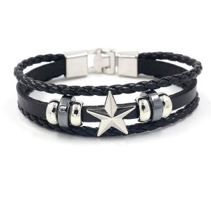 Ba-Hm200613-Bk,pu Leather Bracelet-Black