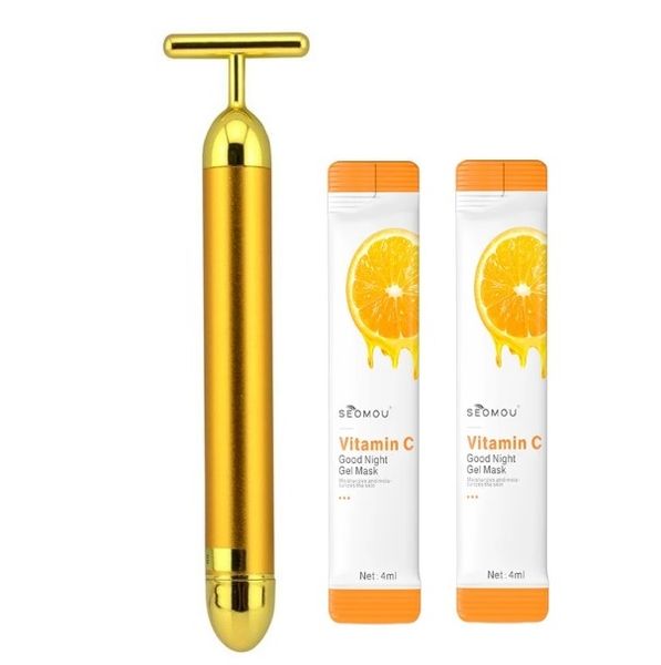 Luxury Gold T - Shaped Energy Beauty Bar &amp; 2 Vitamin C Sachet